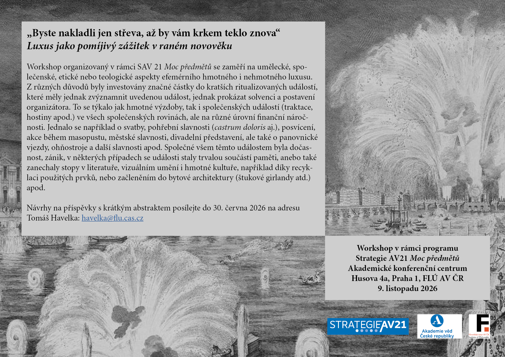 CfP: „Byste nakladli jen střeva, až by vám krkem teklo znova“